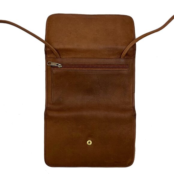 Boulder Ridge Brown Leather Folding Crossbody Bag Wallet Purse Handbag - Picture 2 of 5